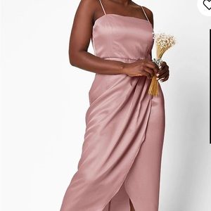 Whimsy + Row Satin Natalia Midi Dress in Blush